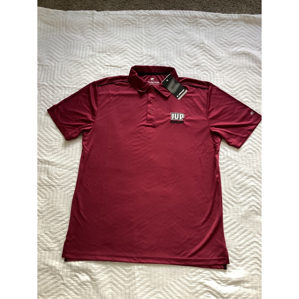 IUP Crimson Hawks Colosseum Polo Shirt Mens Large Burgundy NWT